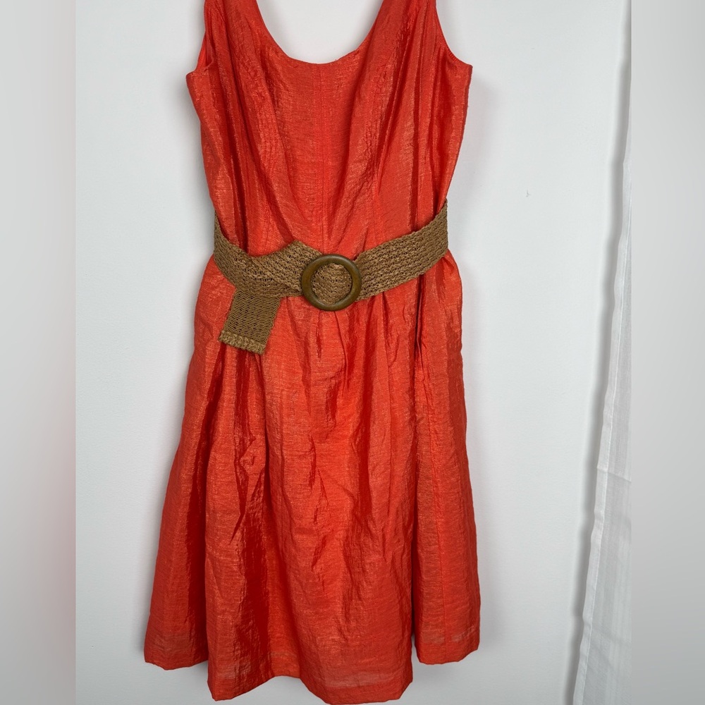 Nine West Coral Fit & Flare Dress Belted Pockets Lined Women's 14